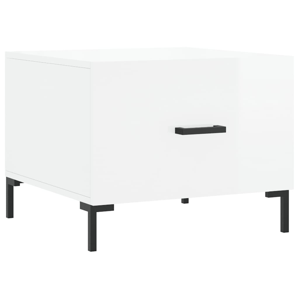 Sofaborde 2 stk Højglans hvid 50x50x40 cm træmateriale