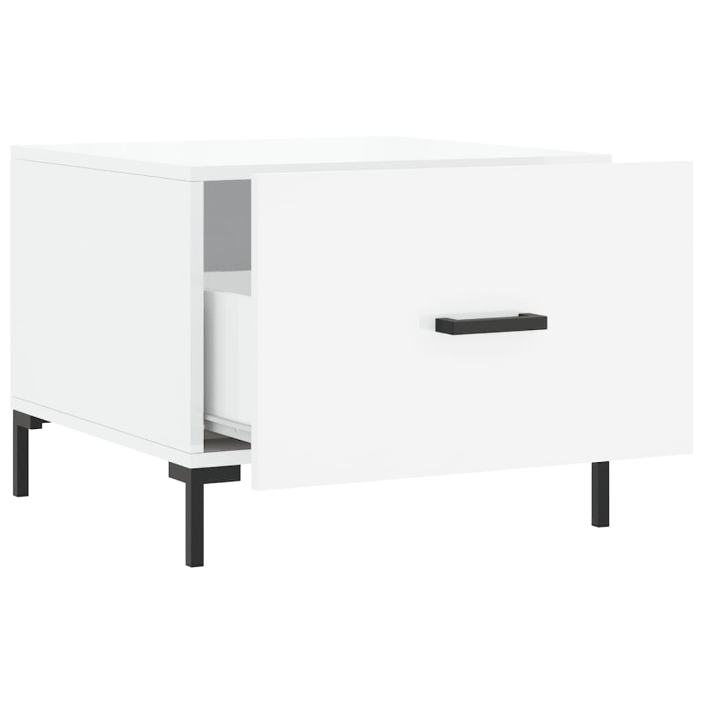 Sofaborde 2 stk Højglans hvid 50x50x40 cm træmateriale