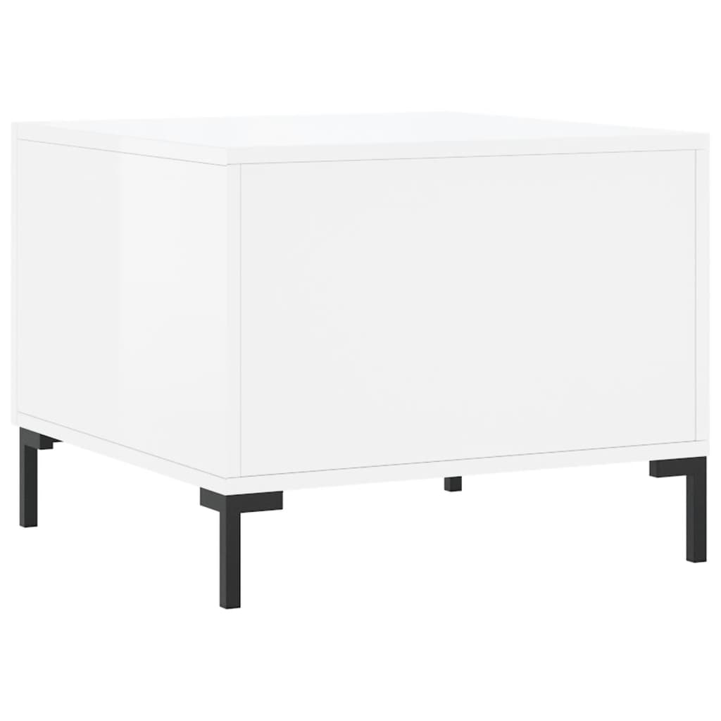 Sofaborde 2 stk Højglans hvid 50x50x40 cm træmateriale