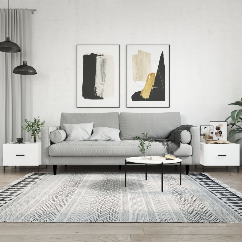 Sofaborde 2 stk Højglans hvid 50x50x40 cm træmateriale