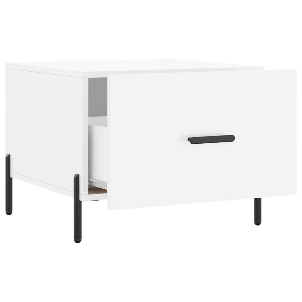 Sofaborde 2 stk Højglans hvid 50x50x40 cm træmateriale