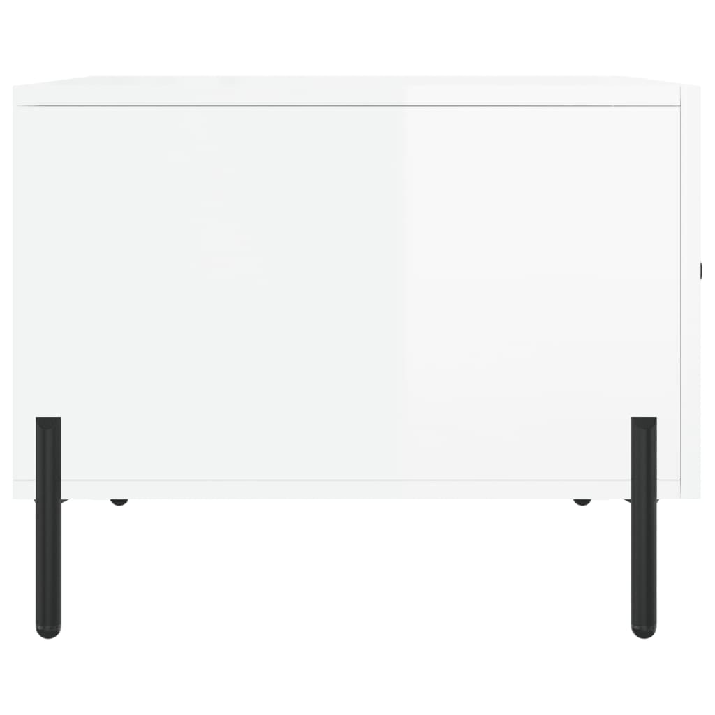 Sofaborde 2 stk Højglans hvid 50x50x40 cm træmateriale