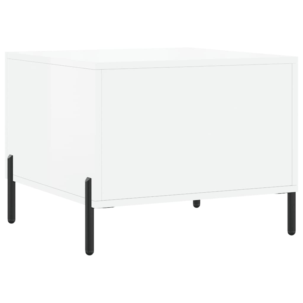 Sofaborde 2 stk Højglans hvid 50x50x40 cm træmateriale
