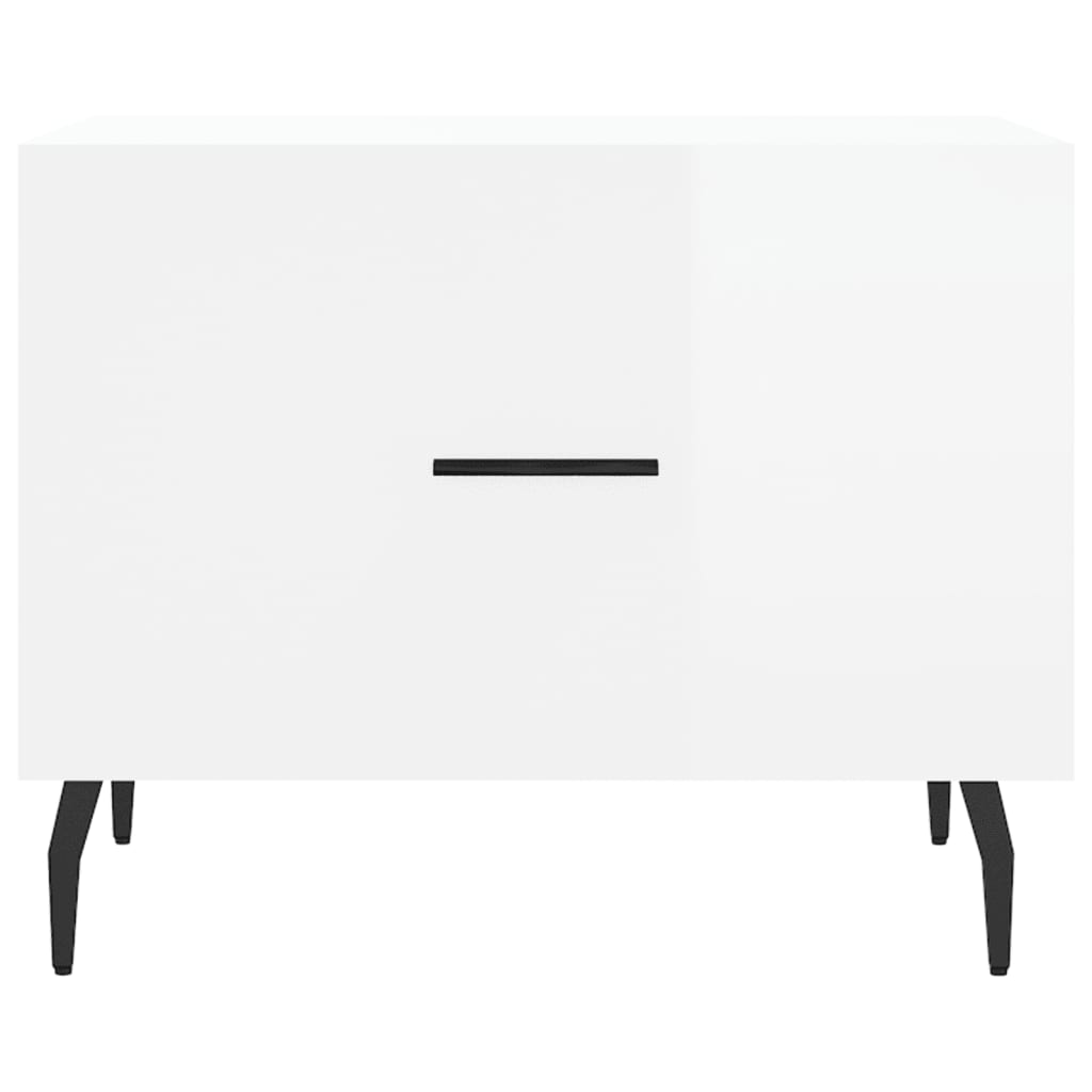 Sofaborde 2 stk Højglans hvid 50x50x40 cm træmateriale