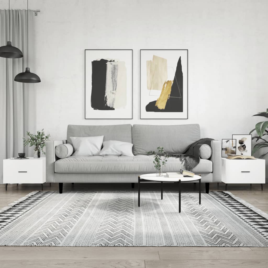 Sofaborde 2 stk Højglans hvid 50x50x40 cm træmateriale