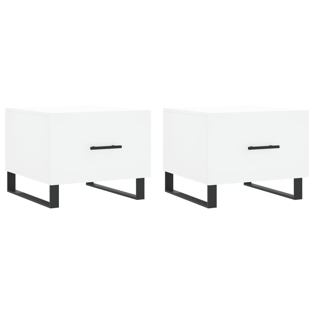 Sofaborde 2 stk Hvid 50x50x40 cm Træmateriale
