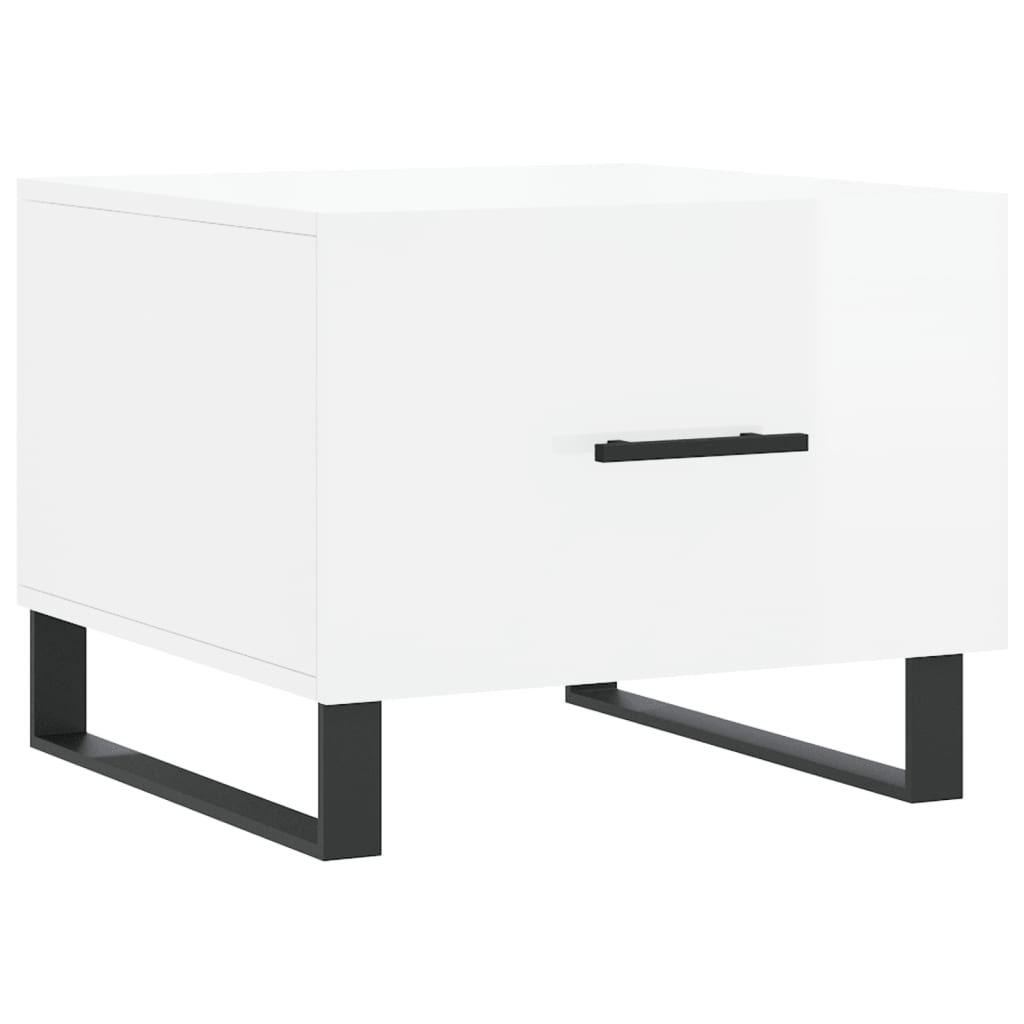 Sofaborde 2 stk Højglans hvid 50x50x40 cm træmateriale