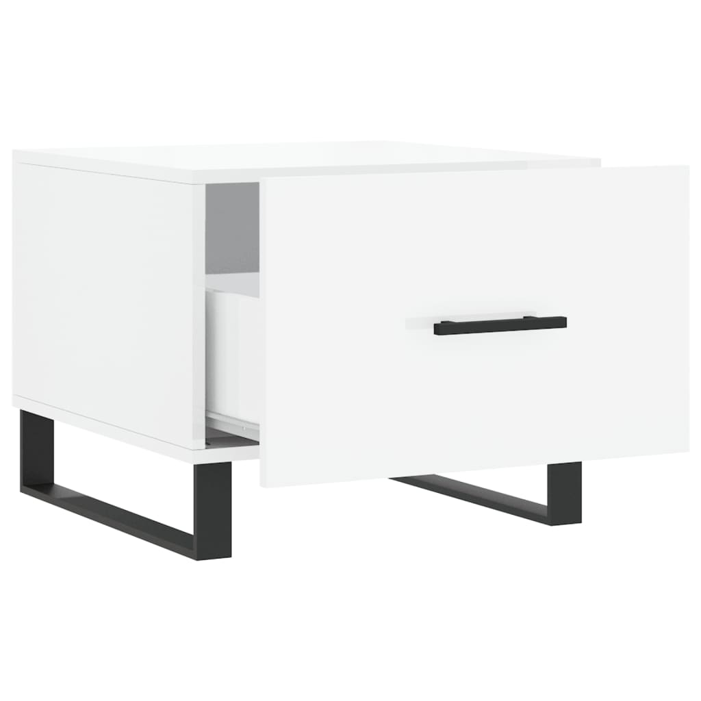 Sofaborde 2 stk Højglans hvid 50x50x40 cm træmateriale