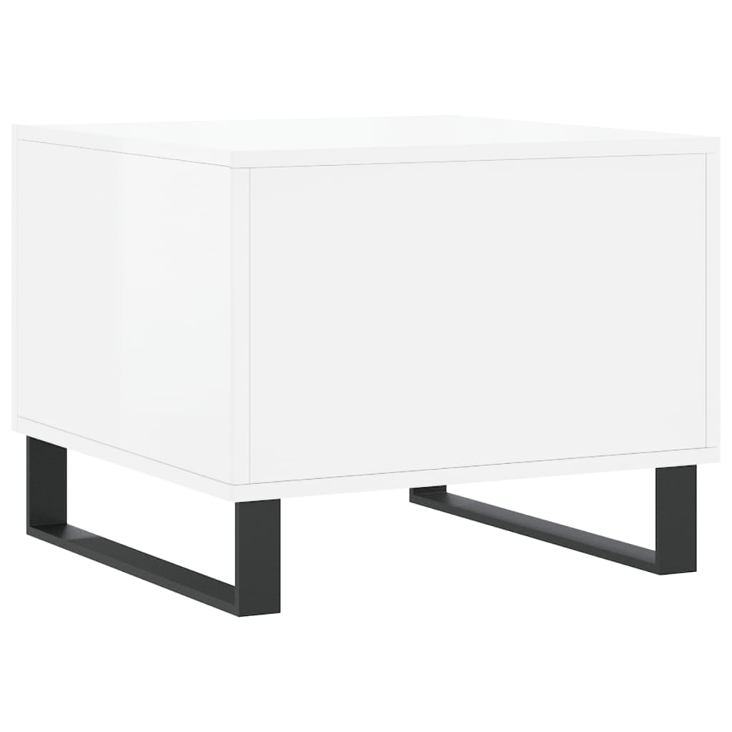 Sofaborde 2 stk Højglans hvid 50x50x40 cm træmateriale