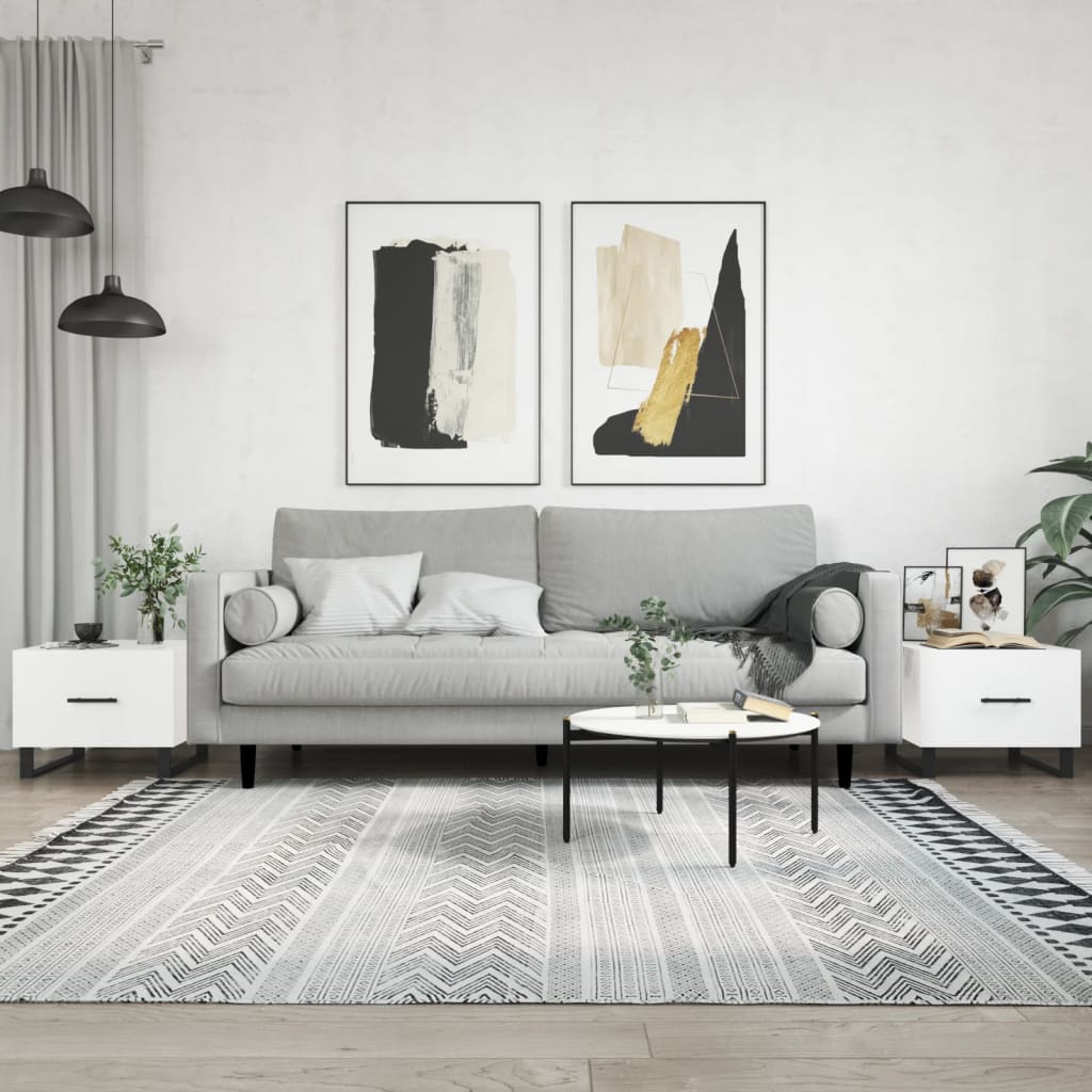 Sofaborde 2 stk Højglans hvid 50x50x40 cm træmateriale