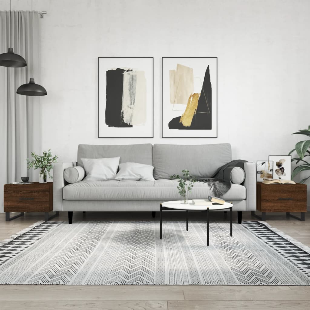 Sofaborde 2 stk Brun eg look 50x50x40 cm træmateriale