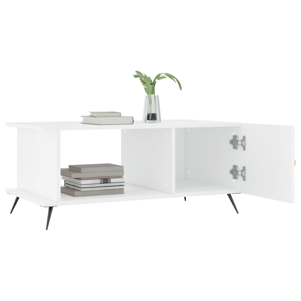 Sofabord højglans hvid 90x50x40 cm træmateriale