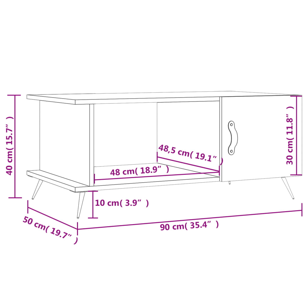 Sofabord Brun Eg Look 90x50x40 cm Træmateriale