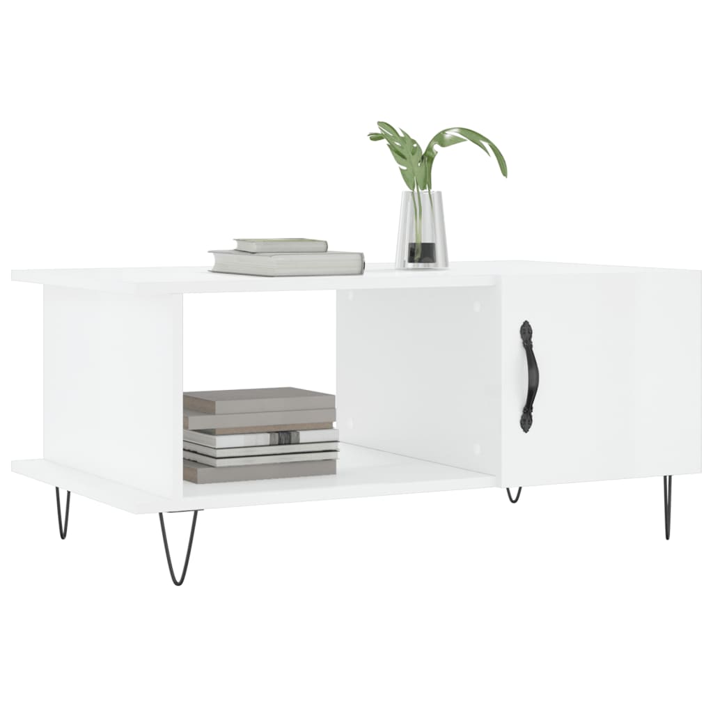 Sofabord højglans hvid 90x50x40 cm træmateriale