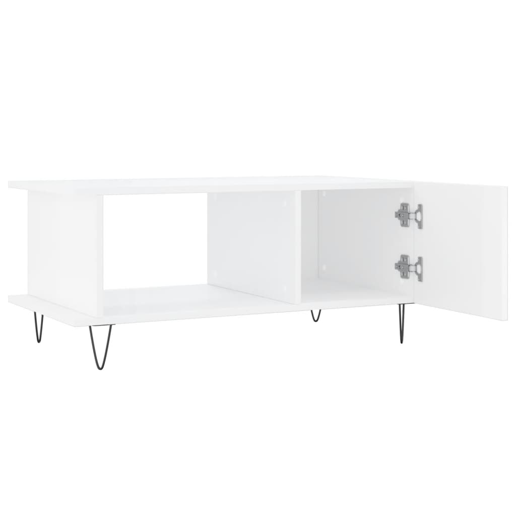 Sofabord højglans hvid 90x50x40 cm træmateriale