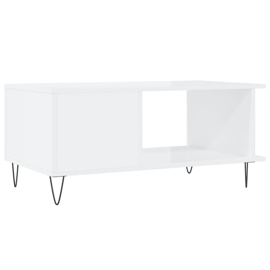 Sofabord højglans hvid 90x50x40 cm træmateriale