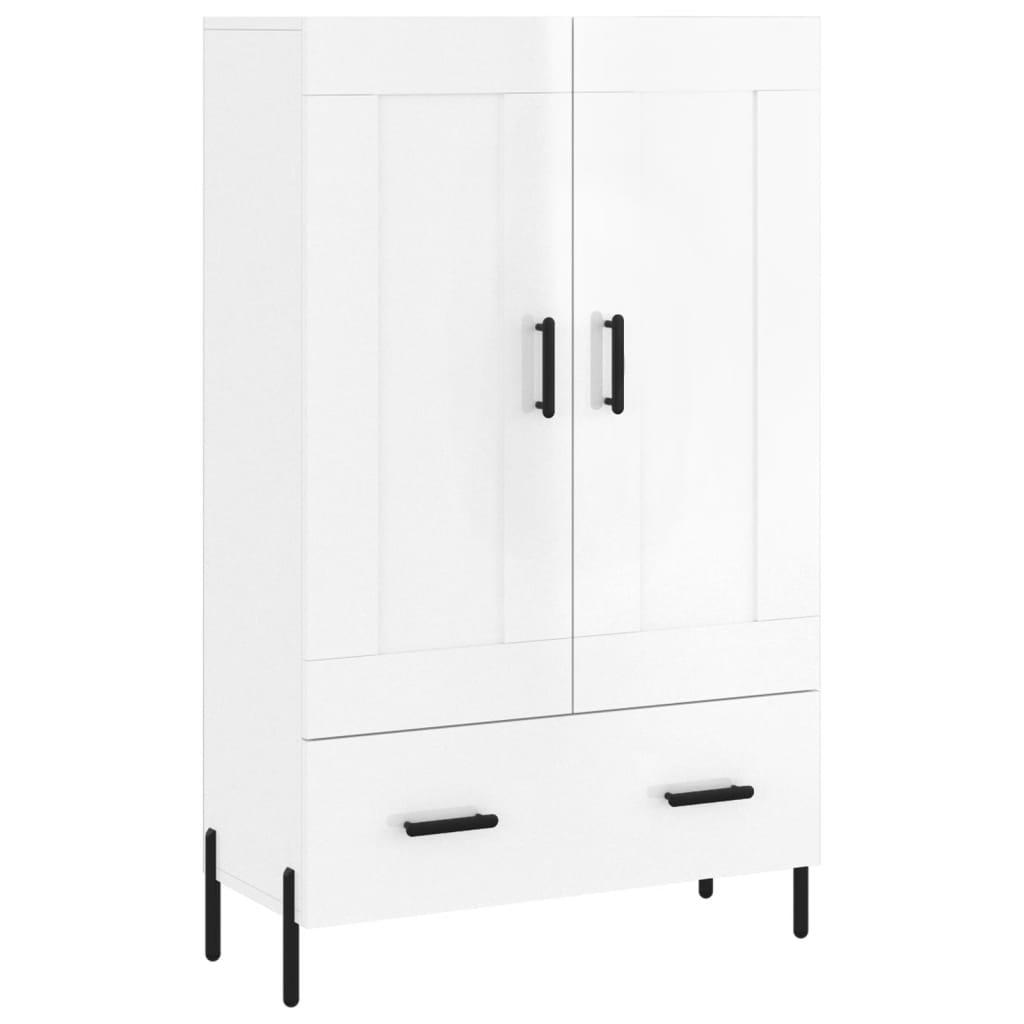 Highboard Højglans Hvid 69,5x31x115 cm Træmateriale
