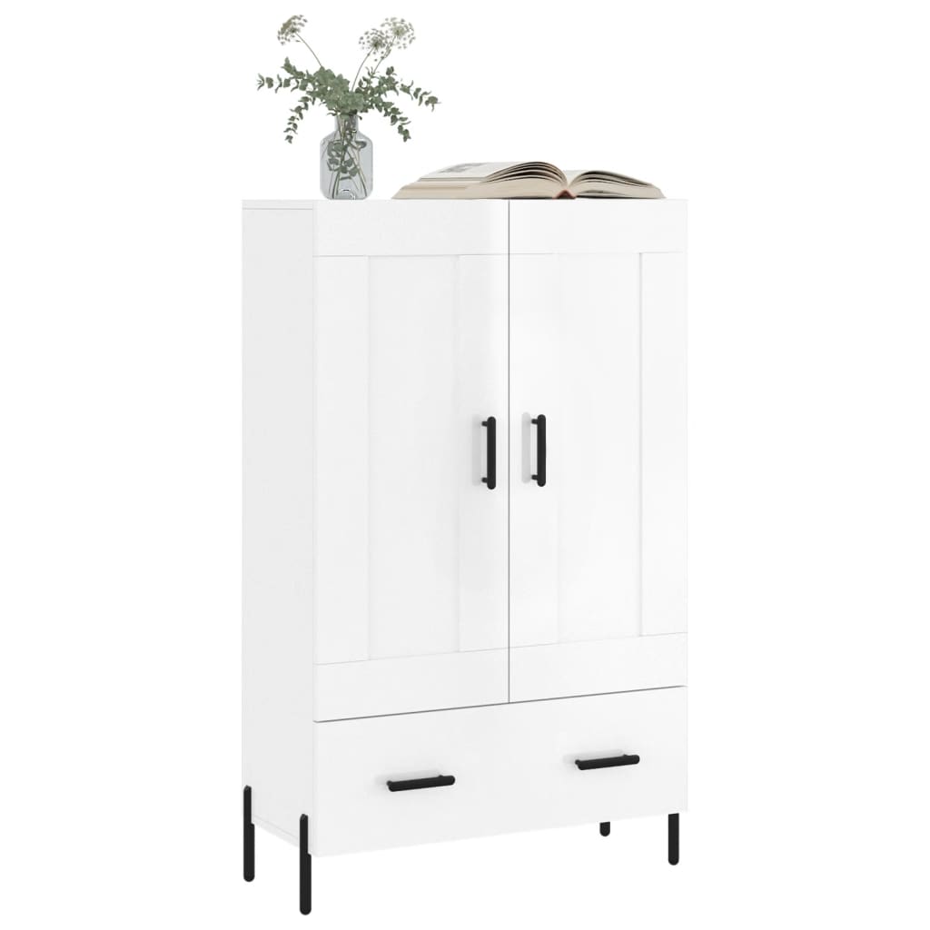 Highboard Højglans Hvid 69,5x31x115 cm Træmateriale