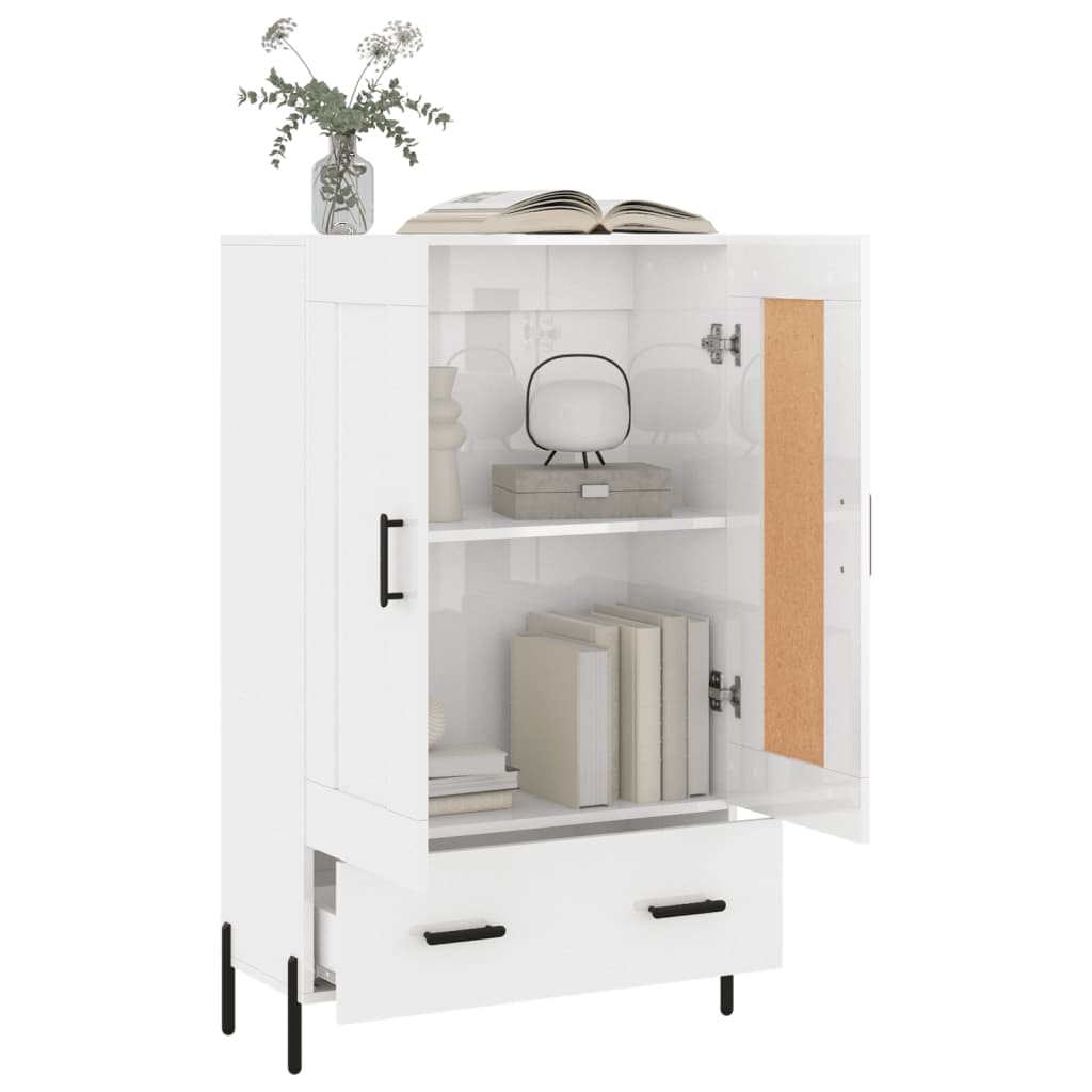 Highboard Højglans Hvid 69,5x31x115 cm Træmateriale