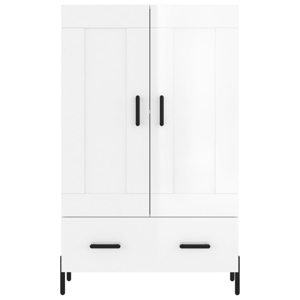 Highboard Højglans Hvid 69,5x31x115 cm Træmateriale