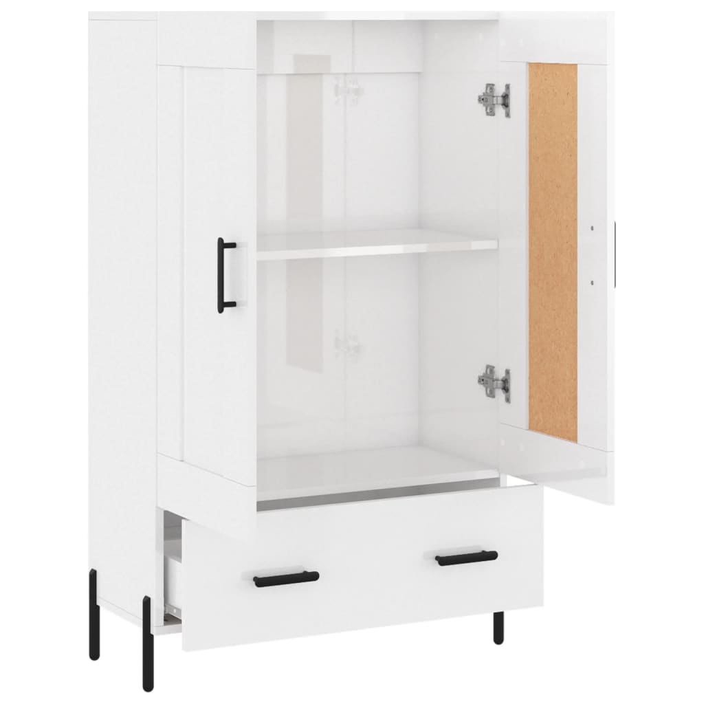 Highboard Højglans Hvid 69,5x31x115 cm Træmateriale
