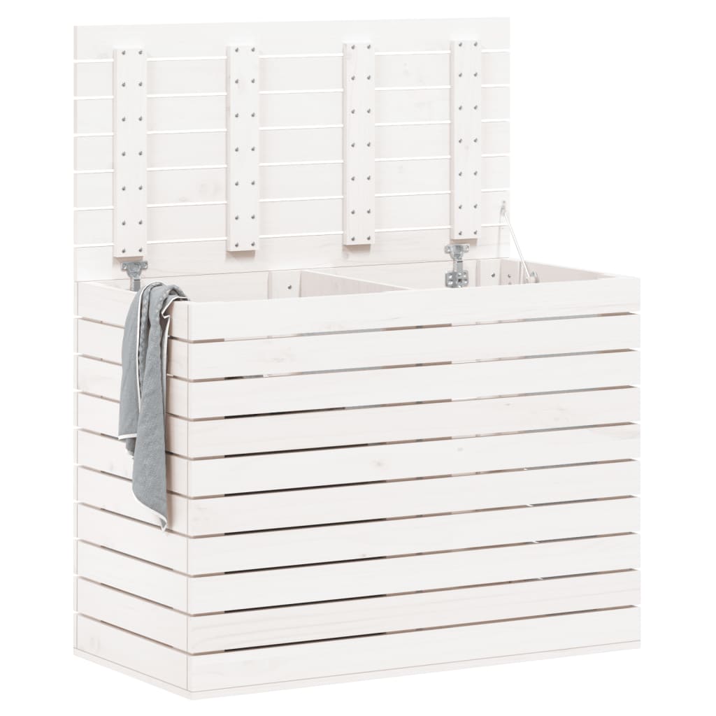 Vaskekasse Hvid 88,5x44x66 cm Massiv Fyrretræ