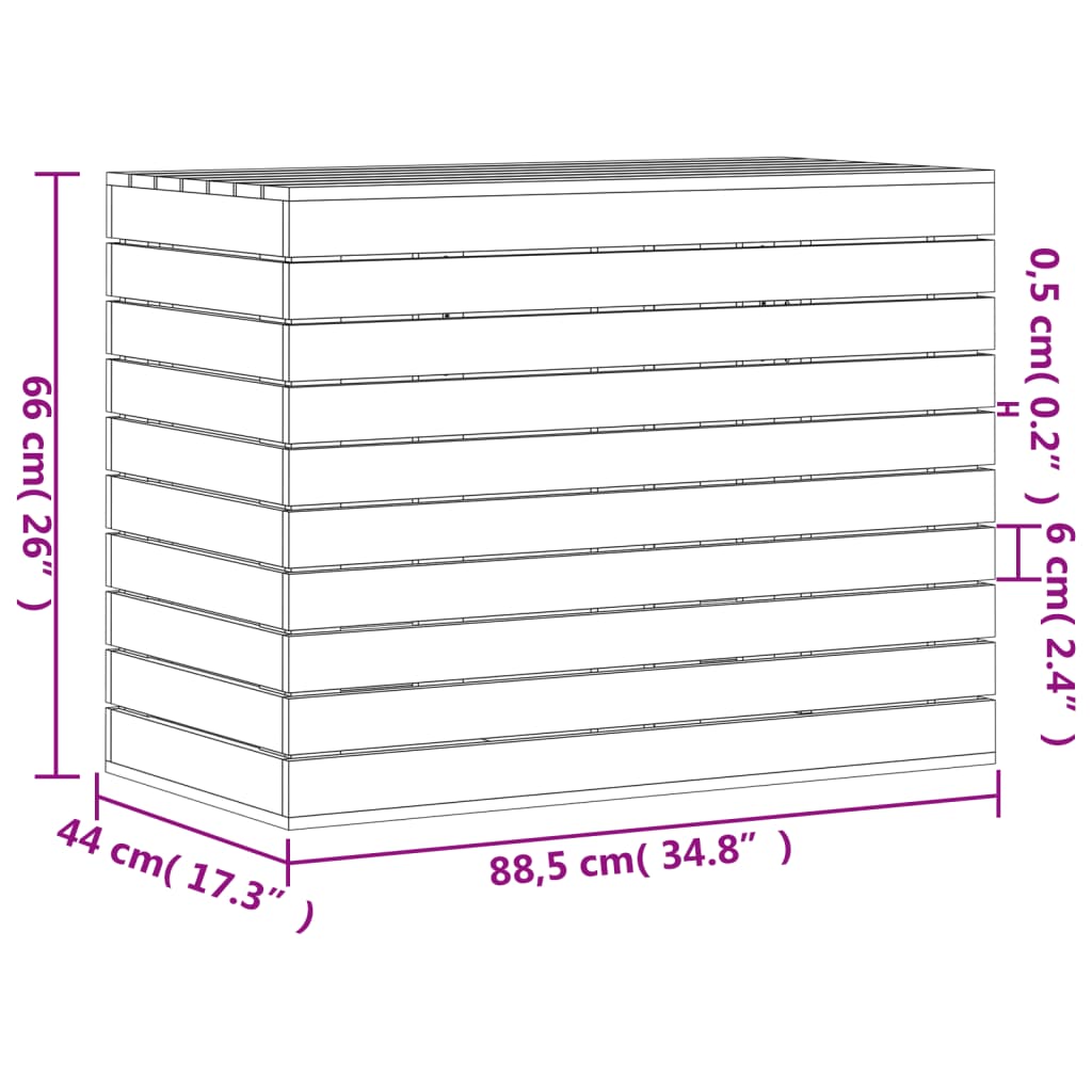 Vaskekasse Hvid 88,5x44x66 cm Massiv Fyrretræ