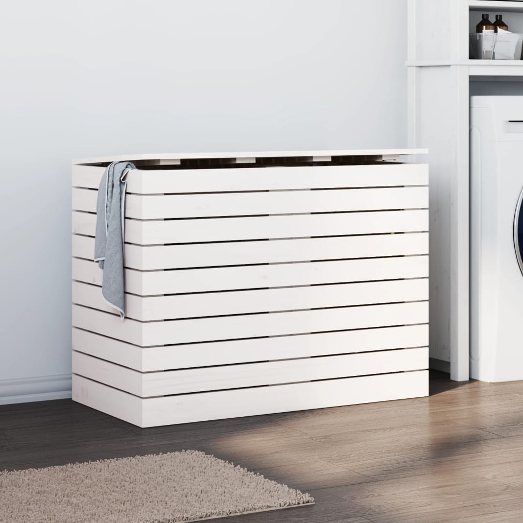 Vaskekasse Hvid 88,5x44x66 cm Massiv Fyrretræ