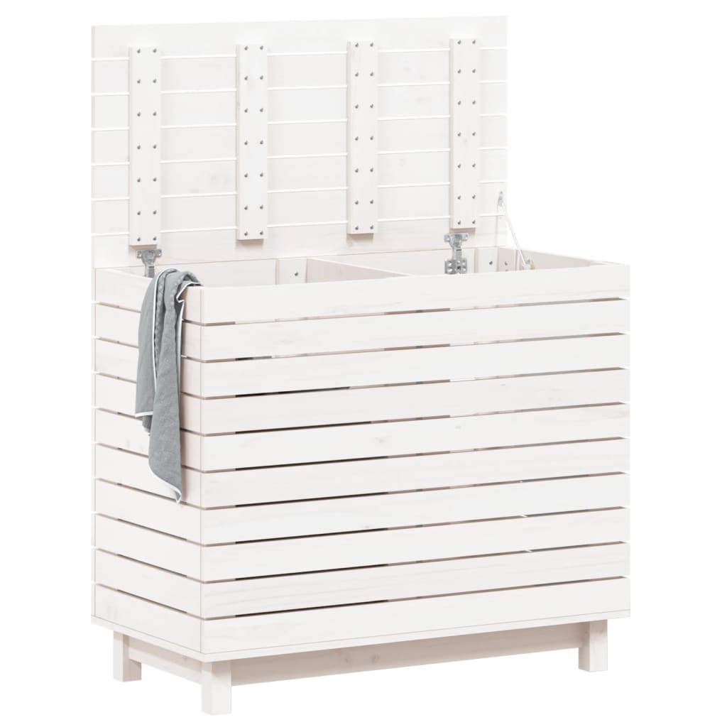 Vaskekasse Hvid 88,5x44x76 cm Massiv Fyrretræ