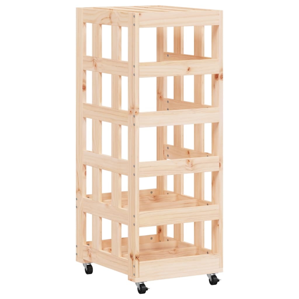 Brændestativ med hjul 40x49x110 cm massivt fyrretræ