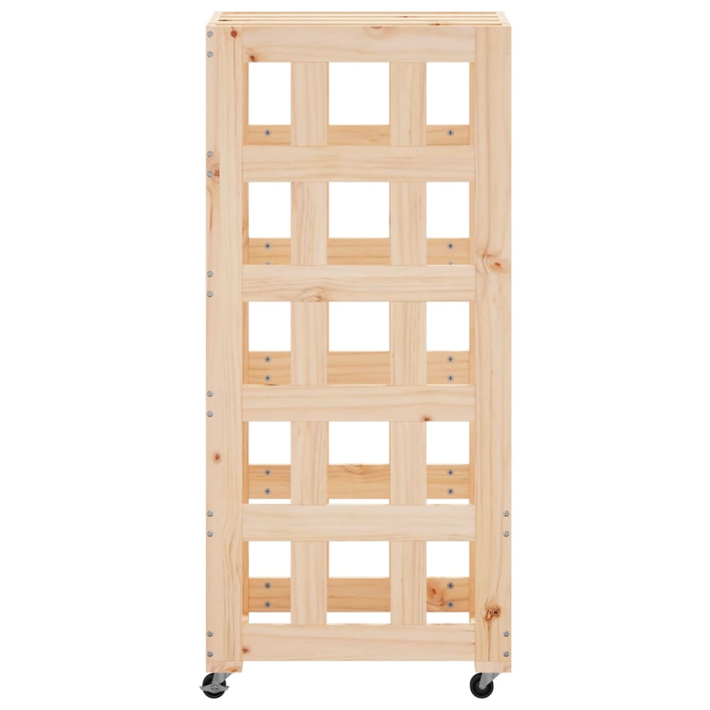 Brændestativ med hjul 40x49x110 cm massivt fyrretræ