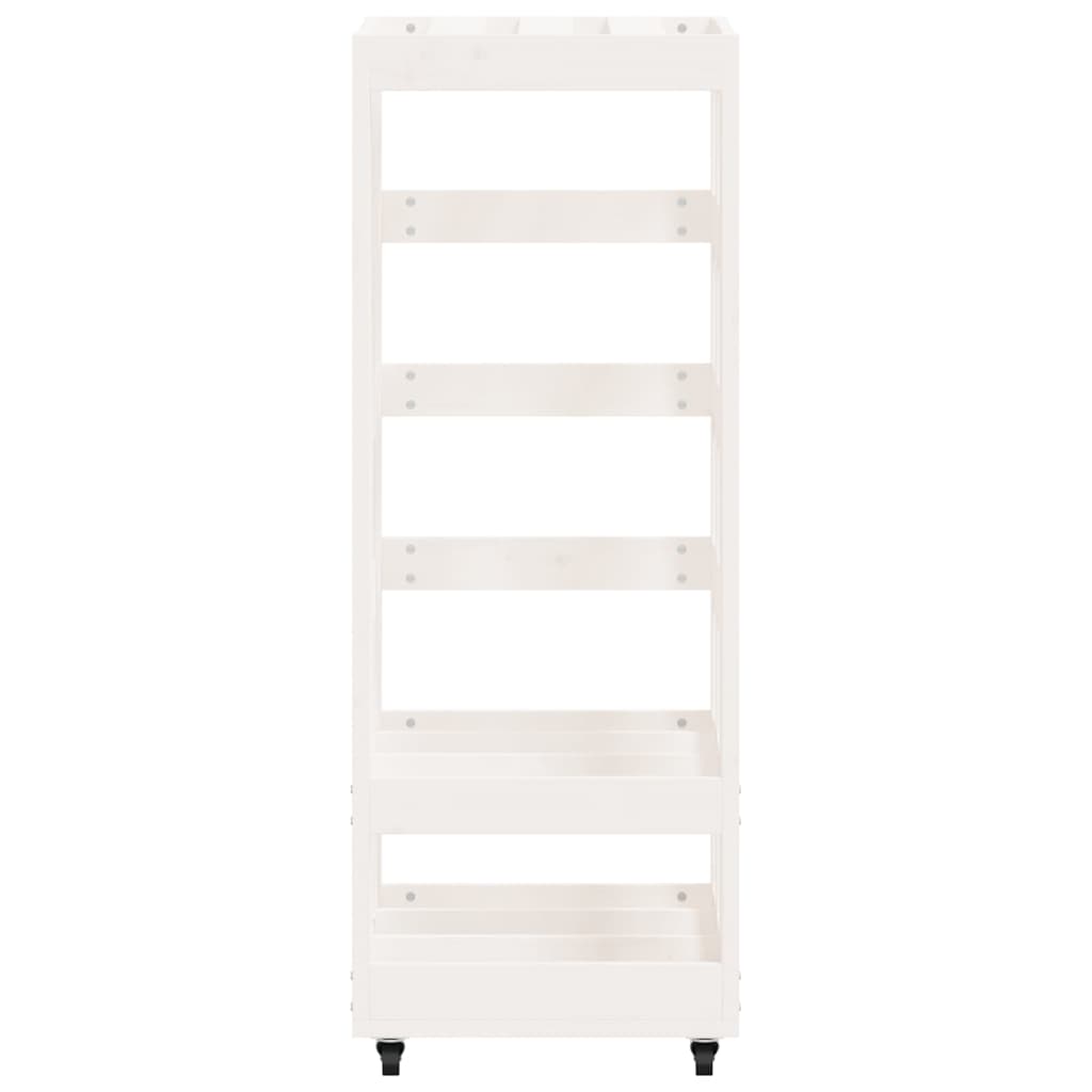 Brændereol med hjul hvid 40x49x110 cm massiv fyrretræ
