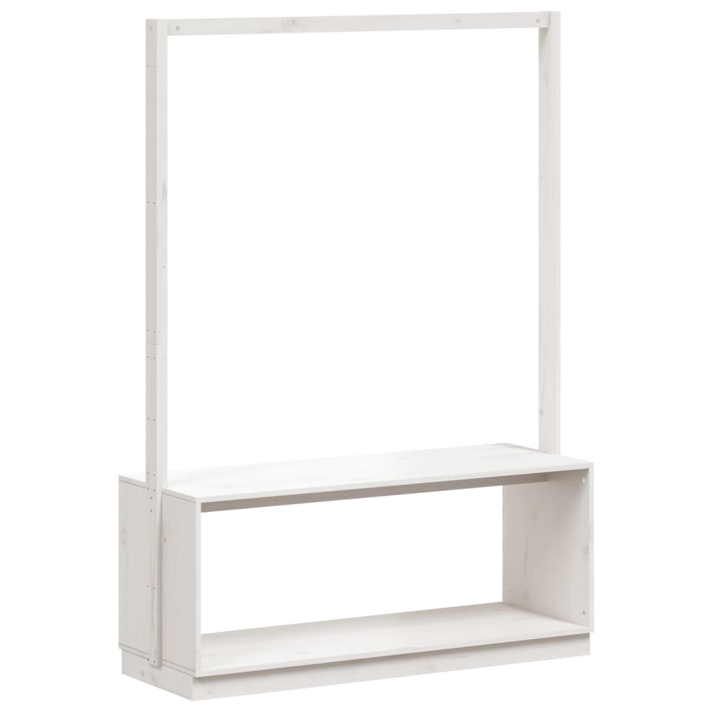 Tøjstativ med skostativ Hvid 113x40x157,5 cm Fyrretræ