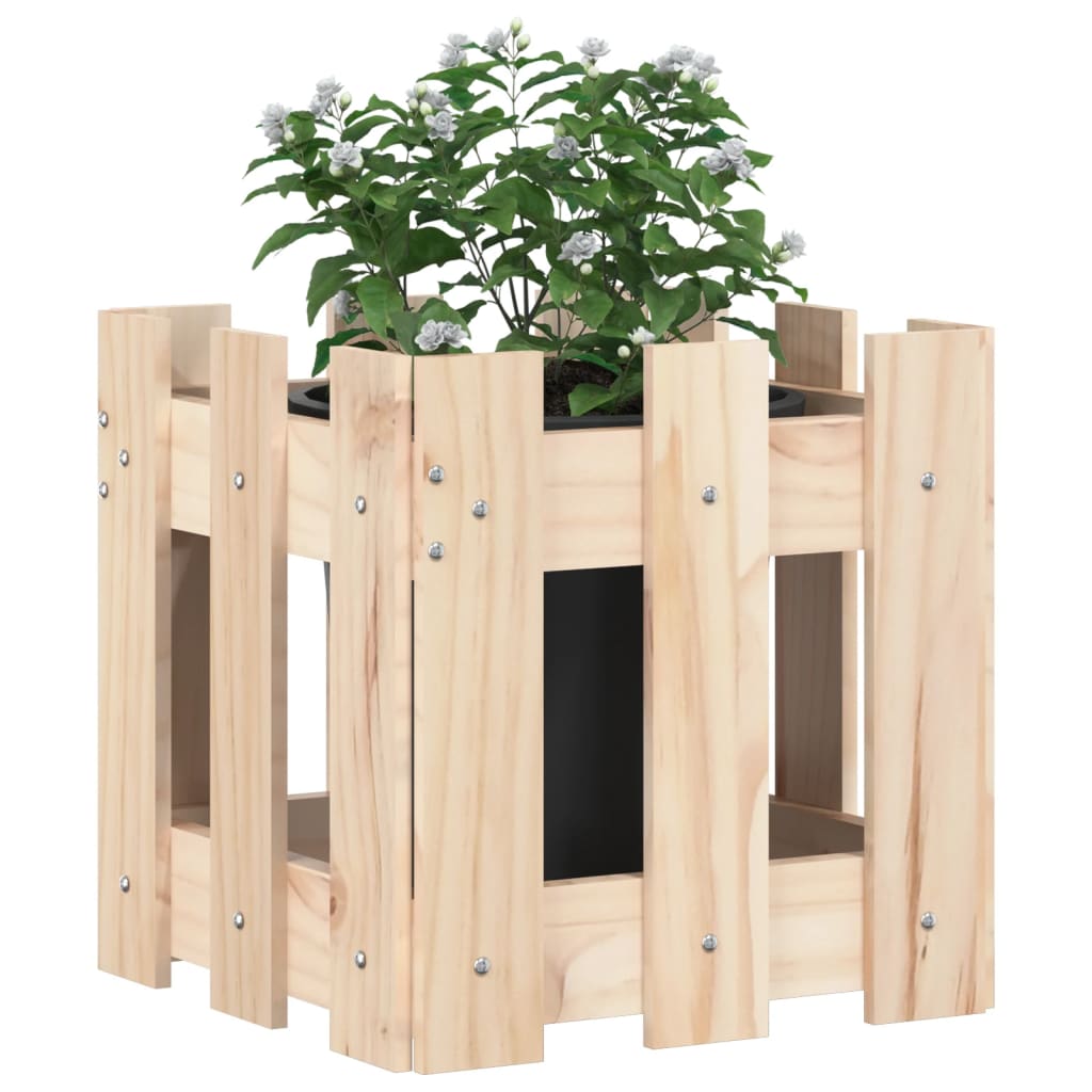 Plantekasse stakit design 30x30x30 cm massivt fyrretræ