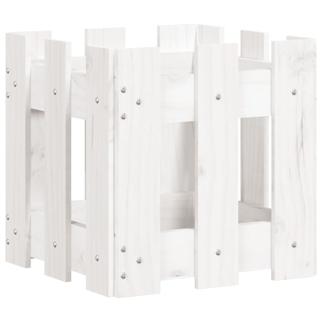 Plantekasse stakhegn Design Hvid 30x30x30 cm Fyrretræ