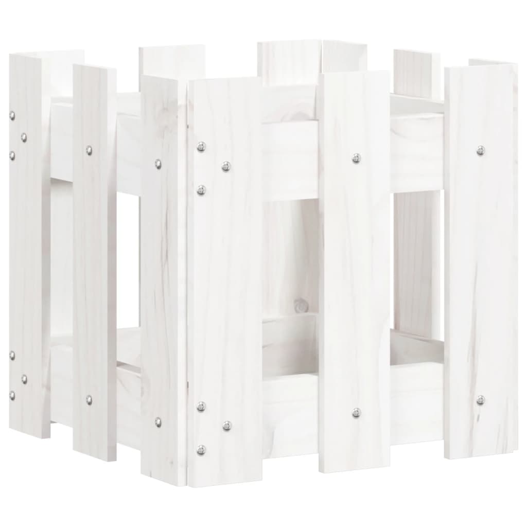 Plantekasse stakhegn Design Hvid 30x30x30 cm Fyrretræ