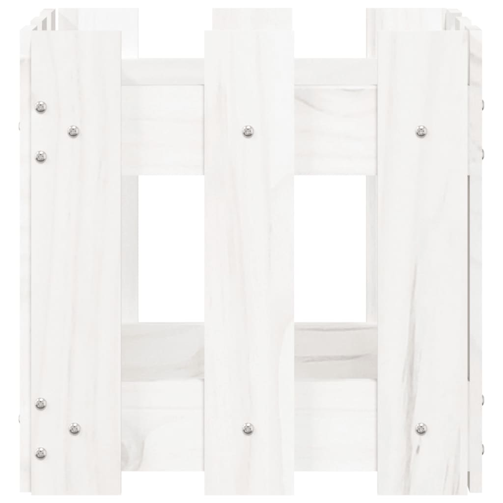 Plantekasse stakhegn Design Hvid 30x30x30 cm Fyrretræ