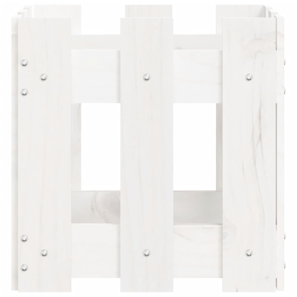 Plantekasse stakhegn Design Hvid 30x30x30 cm Fyrretræ