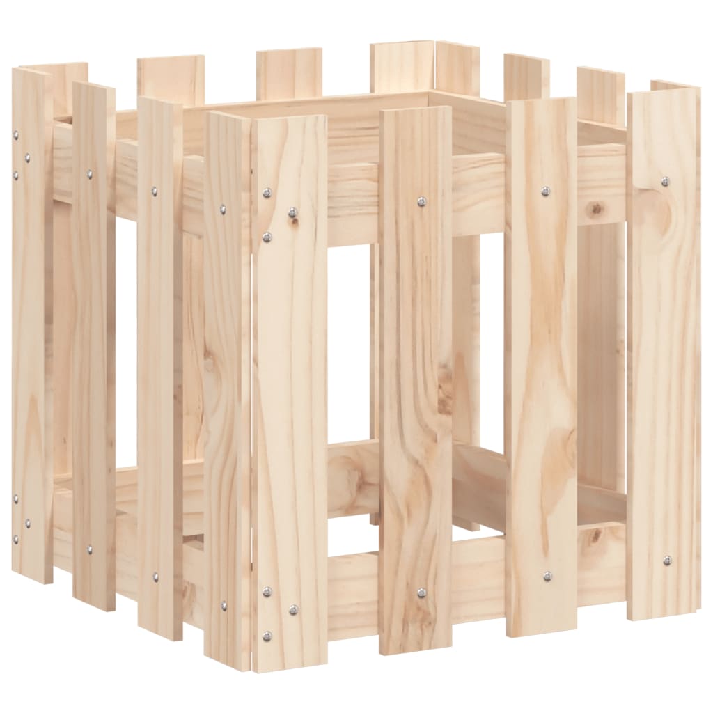 Plantekasse stakit design 40x40x40 cm massivt fyrretræ
