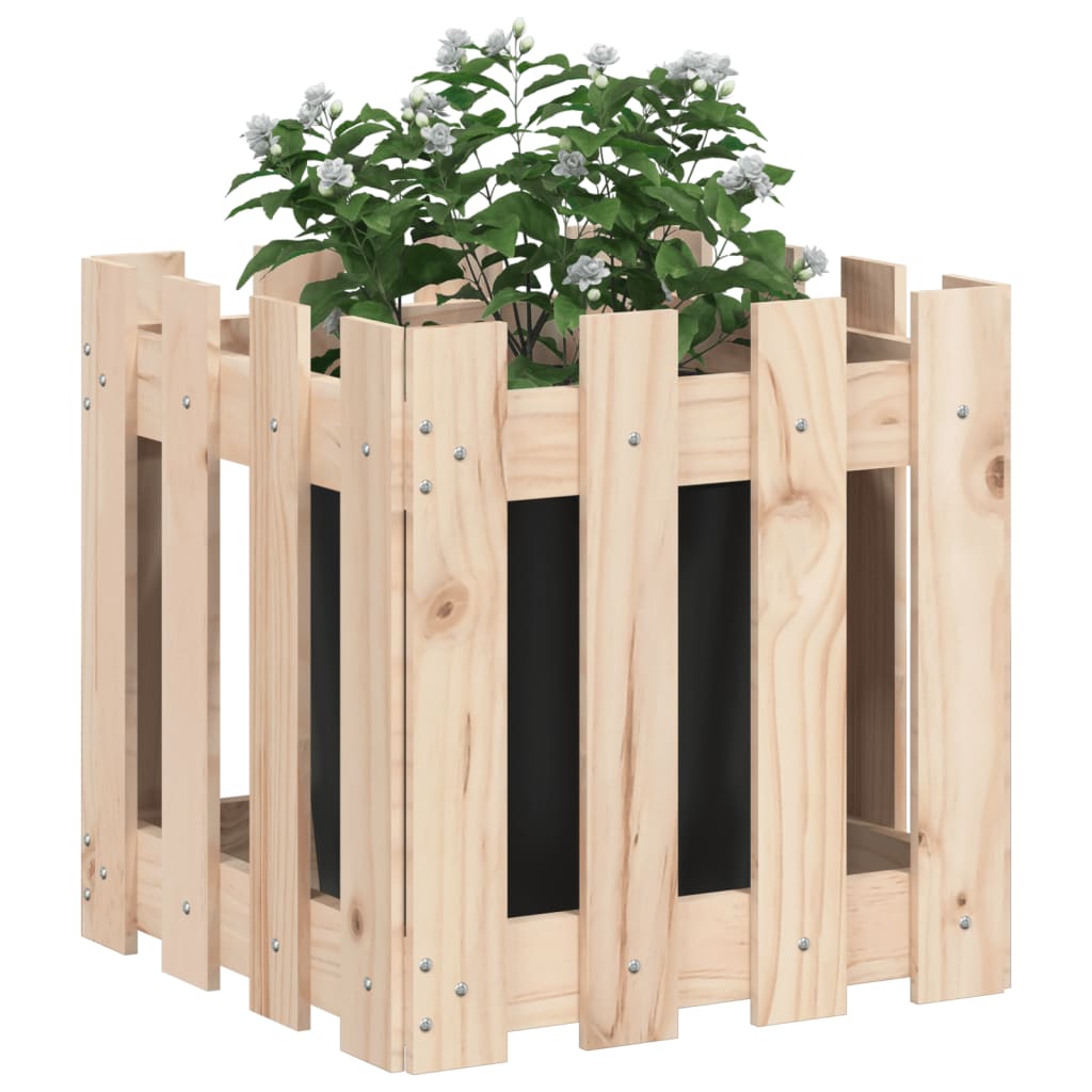 Plantekasse stakit design 40x40x40 cm massivt fyrretræ