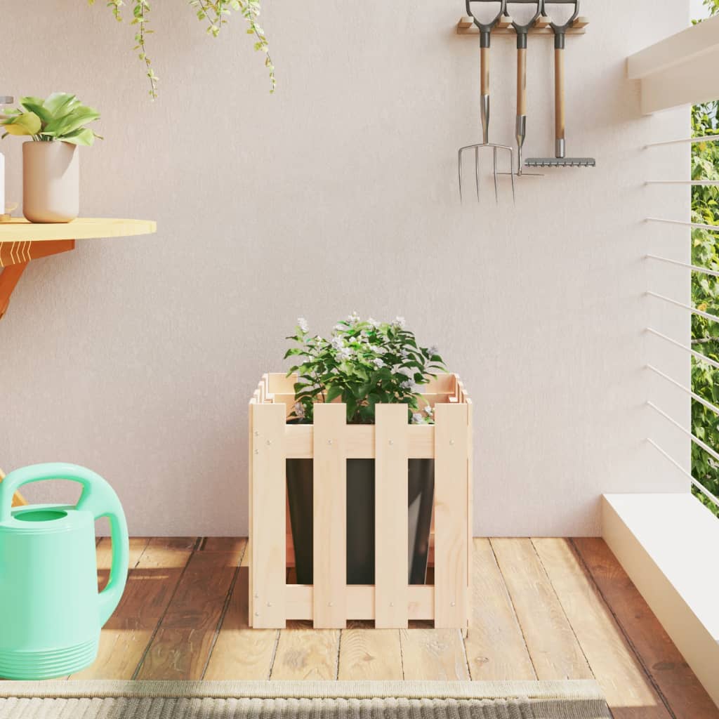 Plantekasse stakit design 40x40x40 cm massivt fyrretræ