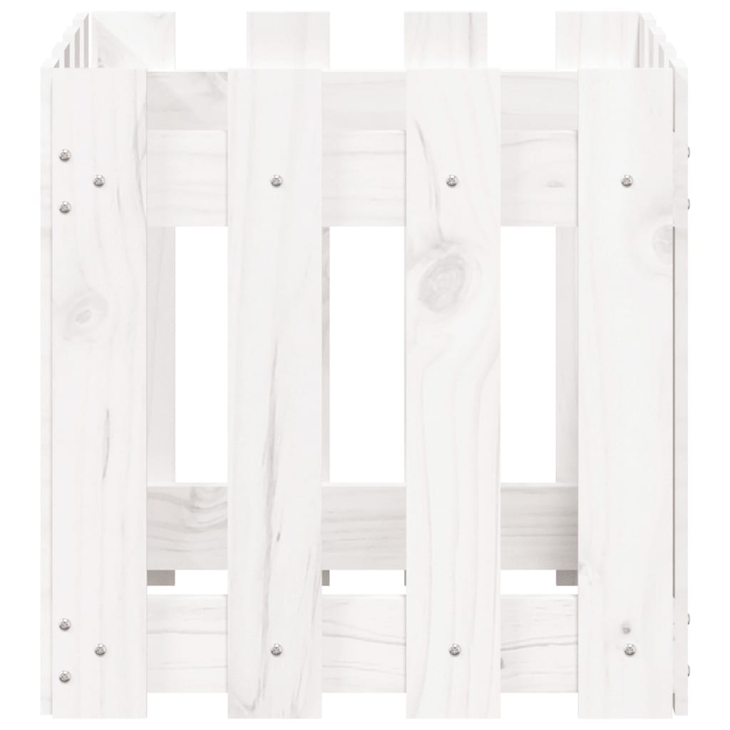 Plantekasse stakhegn Design Hvid 40x40x40cm Massiv fyrretræ