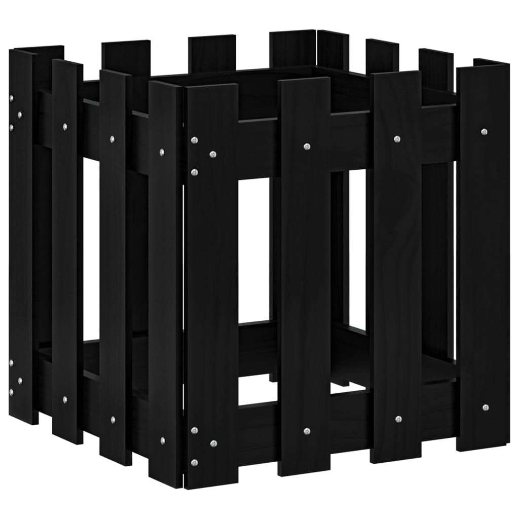 Plantekasse stakhegn Design Sort 40x40x40 cm Fyrretræ