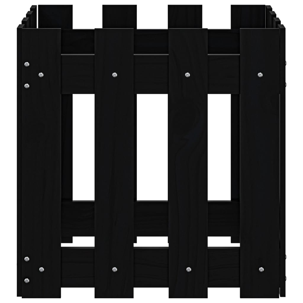 Plantekasse stakhegn Design Sort 40x40x40 cm Fyrretræ