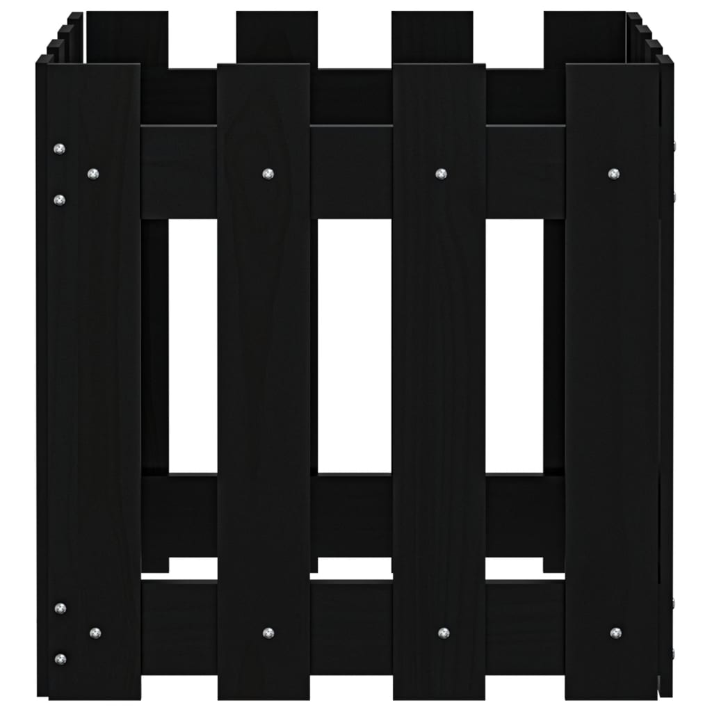 Plantekasse stakhegn Design Sort 40x40x40 cm Fyrretræ