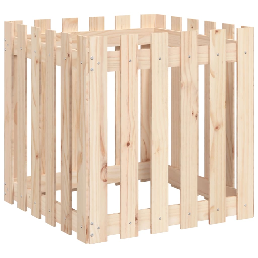 Plantekasse stakit design 60x60x60 cm massivt fyrretræ