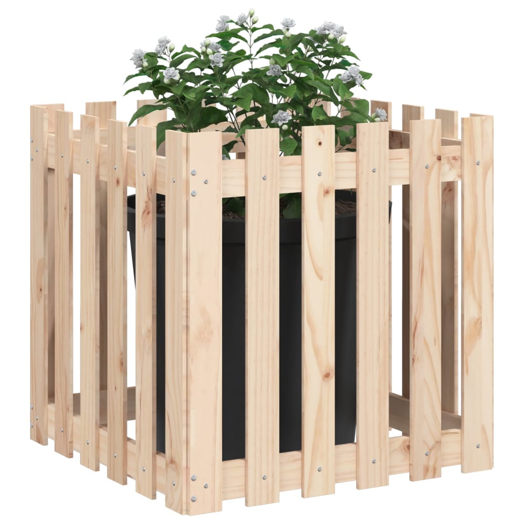 Plantekasse stakit design 60x60x60 cm massivt fyrretræ