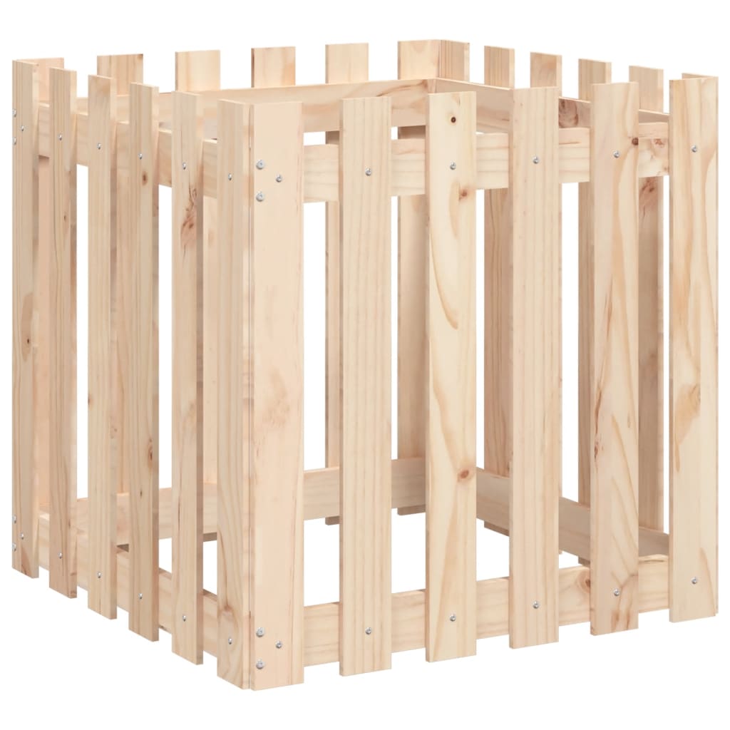 Plantekasse stakit design 60x60x60 cm massivt fyrretræ