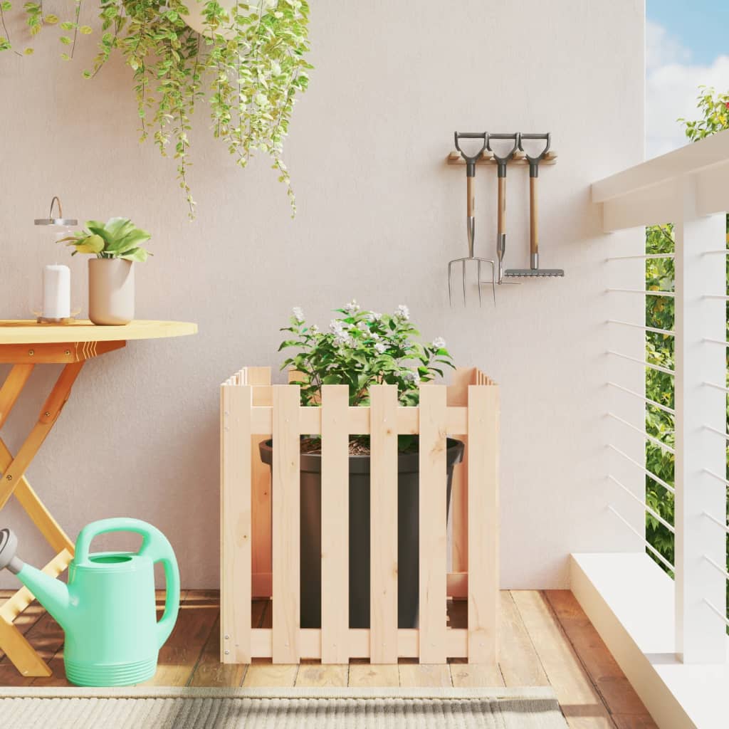Plantekasse stakit design 60x60x60 cm massivt fyrretræ