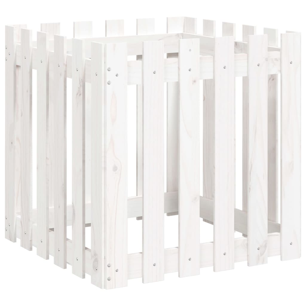 Plantekasse stakhegn Design Hvid 60x60x60cm Massiv fyrretræ